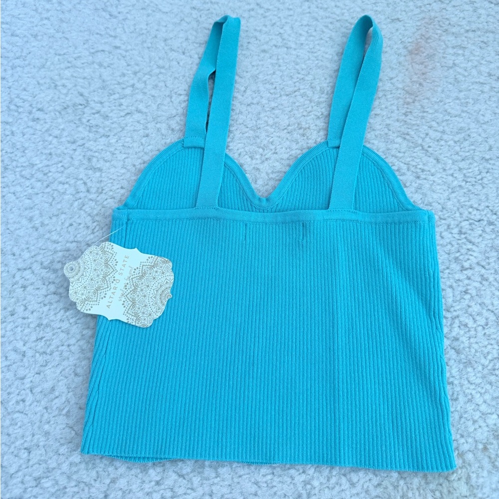 Turquoise Ribbed cami alters state - Picture 2 of 4